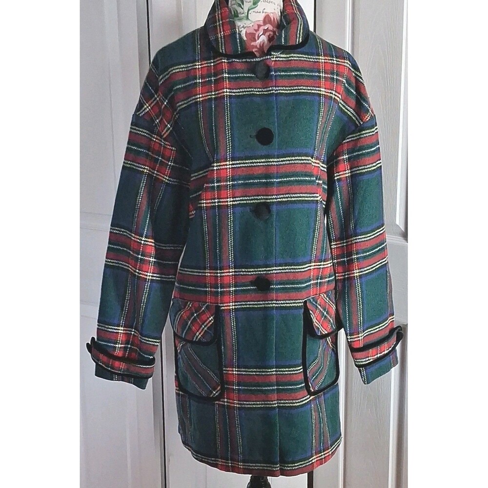 Hell Bunny Tartan Plaid Stanley Coat Green Women L Button Up Luxury Heritage